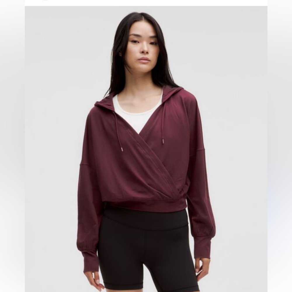 Lululemon Soft Jersey Relaxed Wrapped-Front Hoodie in Garnet